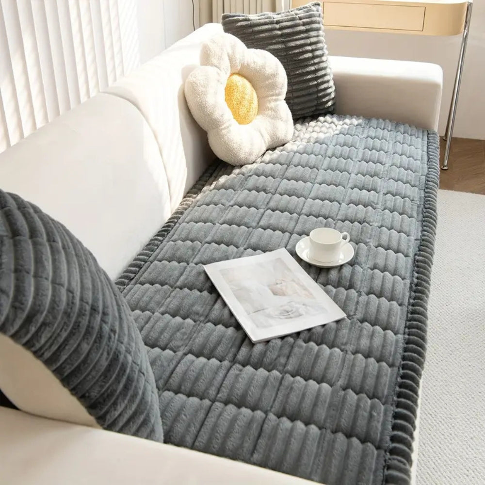 Aurelia | Soft Sofa Cover with Plush Pleated Edges for Living Room