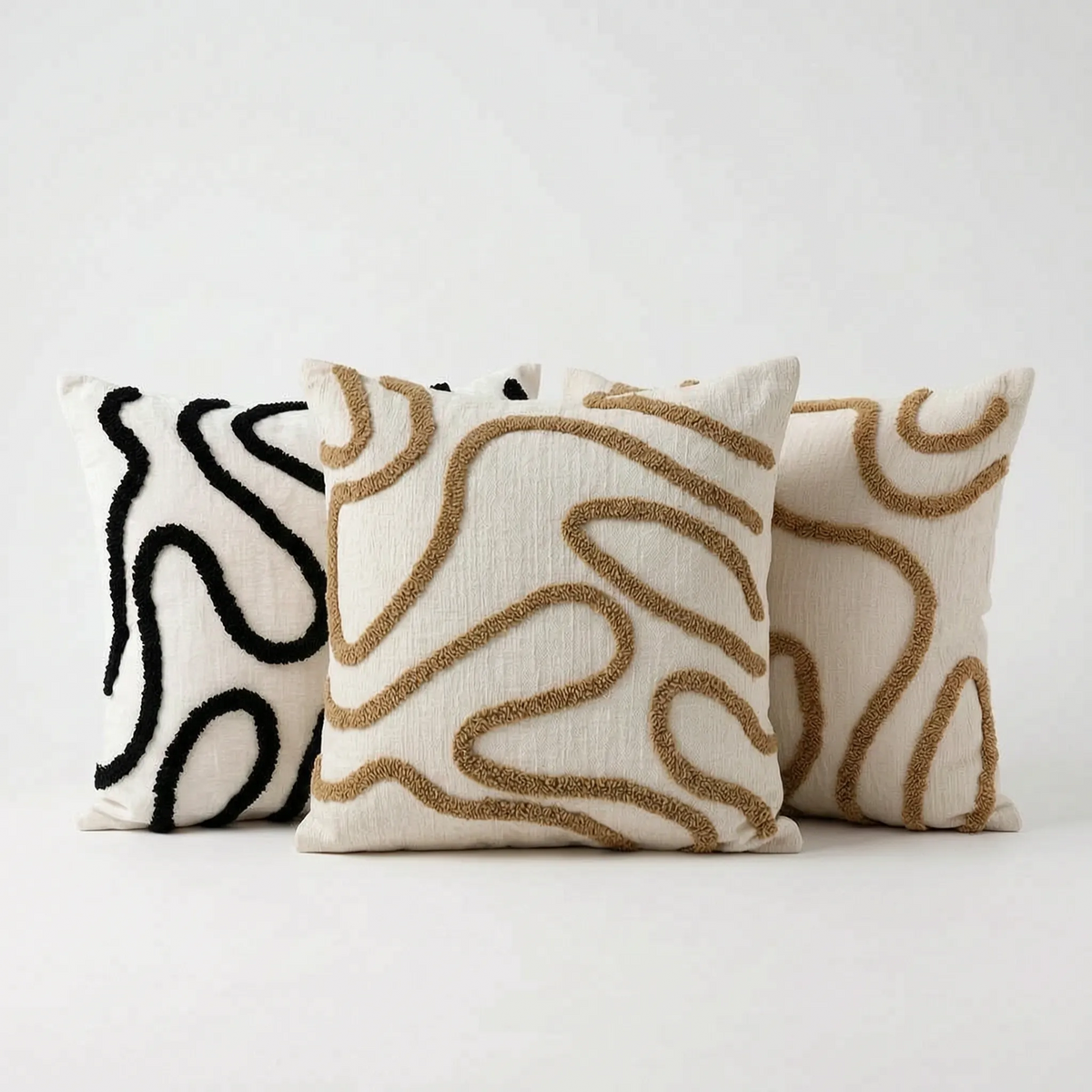 Sabella | Boho Chenille Pillow with Geometric Lines for Sofa