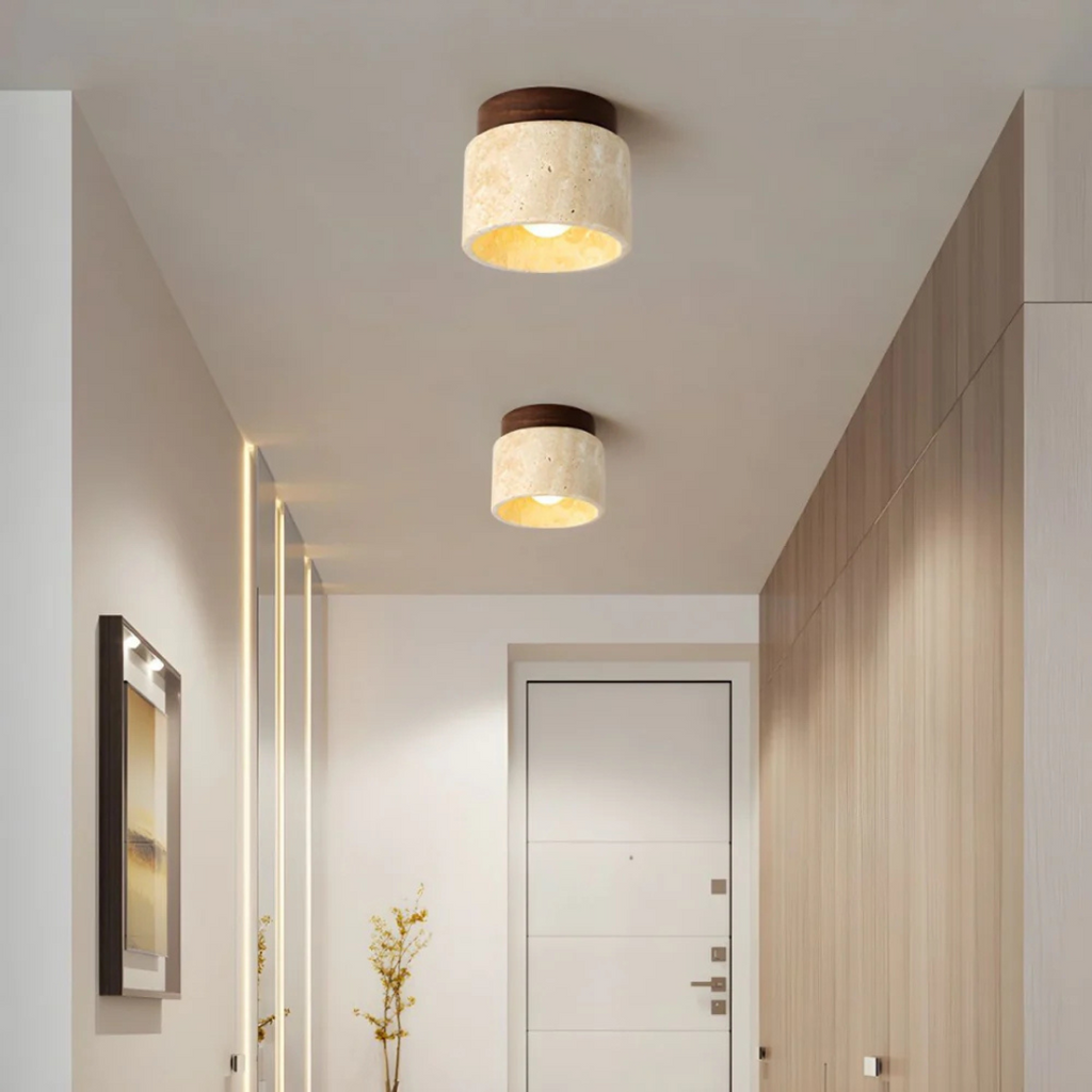 Soren | Cilinder Ceiling Light with Natural Wood Accent
