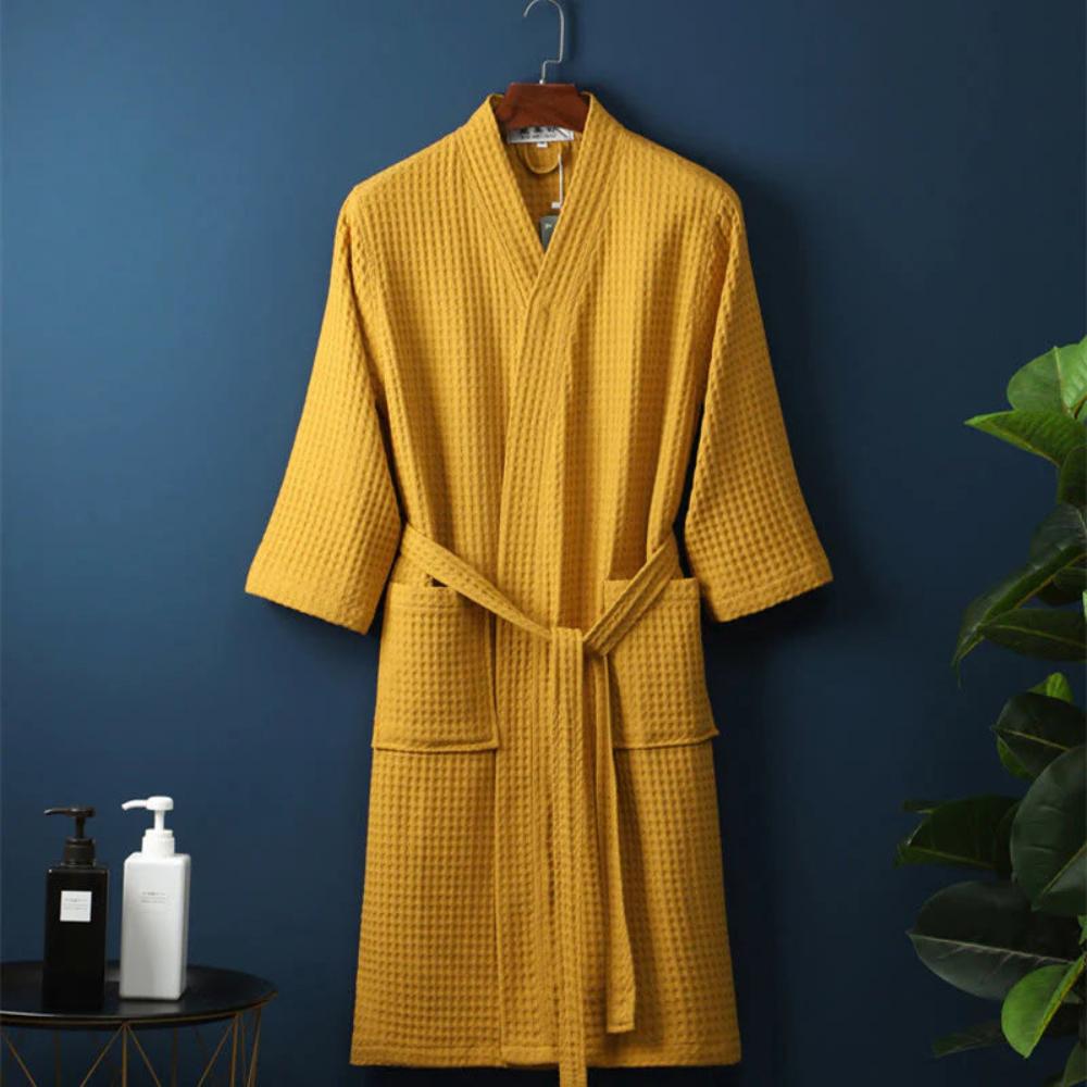 Roxane | Cotton Waffle Bathrobe with Lightweight V-Neck