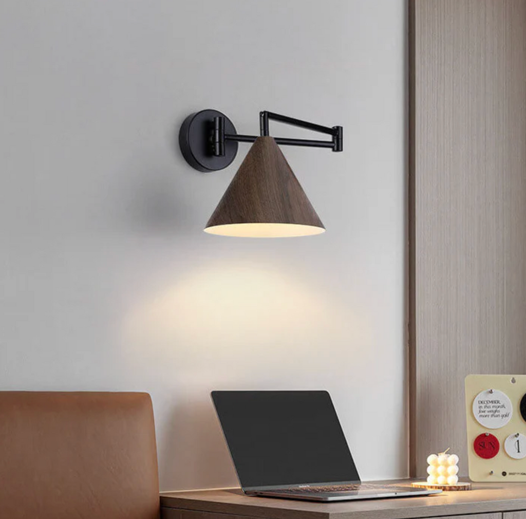 Linnea | Minimalist Wall Lamp in Walnut for Bedroom or Hallway