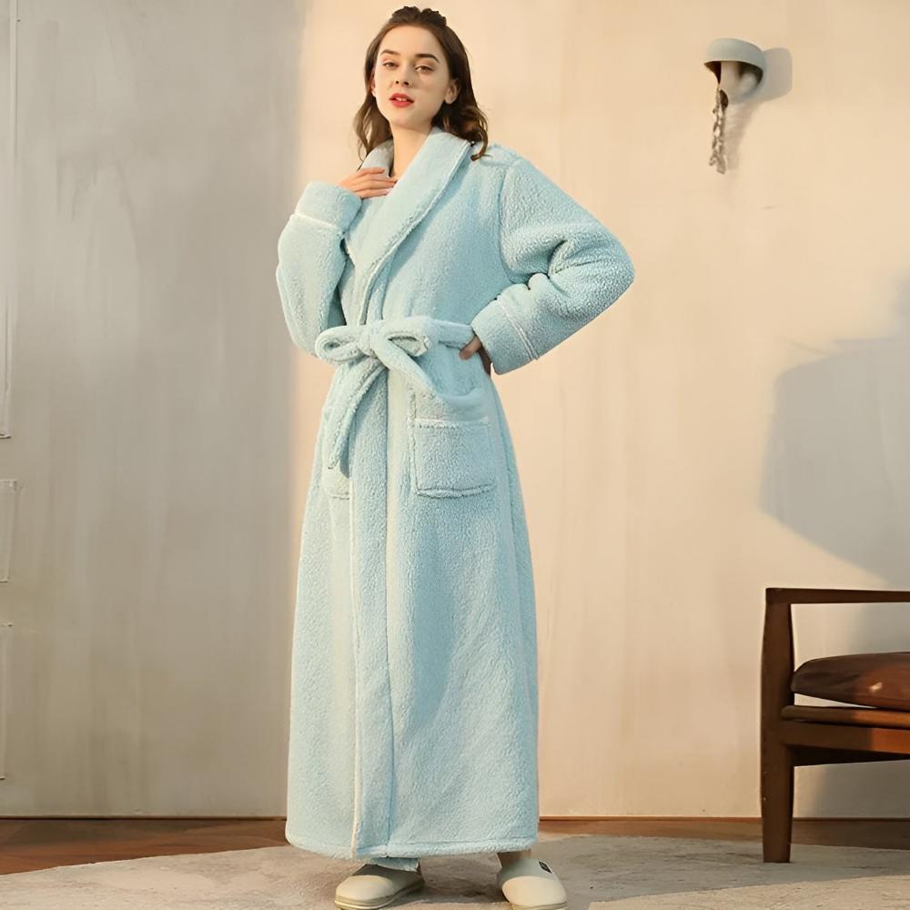 Wilhelmina | Flannel Bathrobe with Shawl Collar for Relaxation