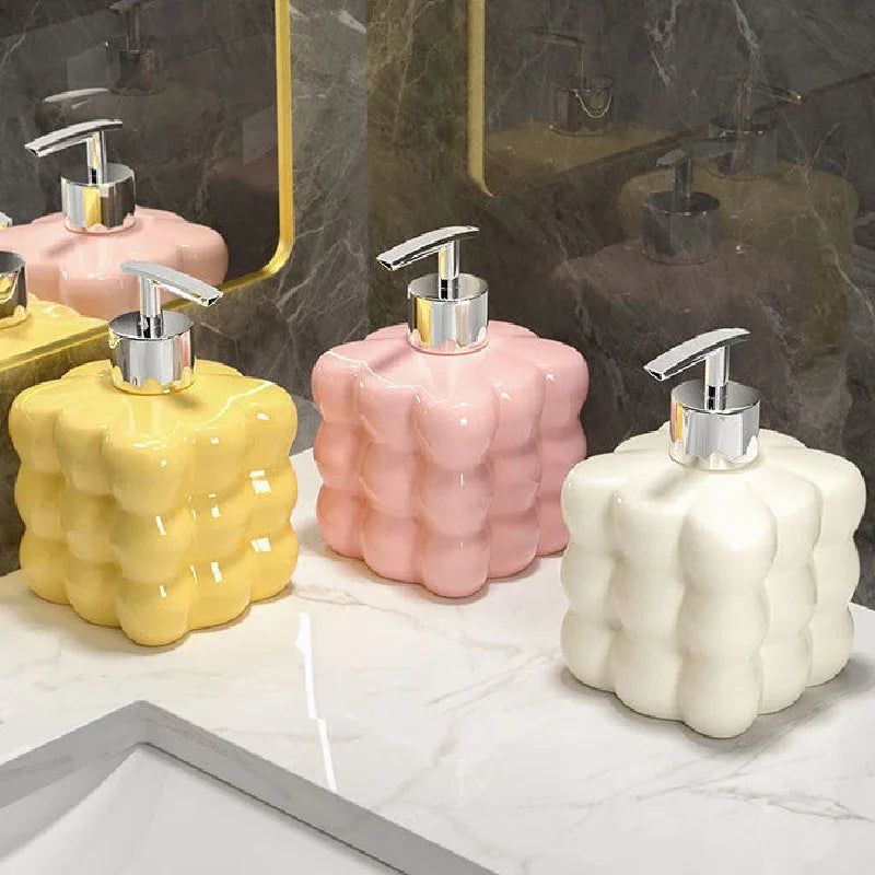 Sebastien | Ceramic Soap Dispenser with Glossy Bubble Texture for Bathroom and Kitchen