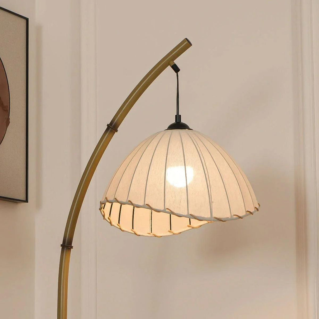 Sienna | Floor Lamp with Bamboo and Fabric Shade for Coastal Living Room
