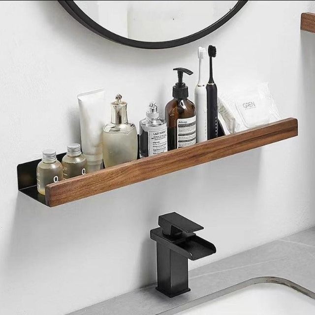 Salome | Rustic Solid Wood Wall Shelf for Bathroom or Hallway