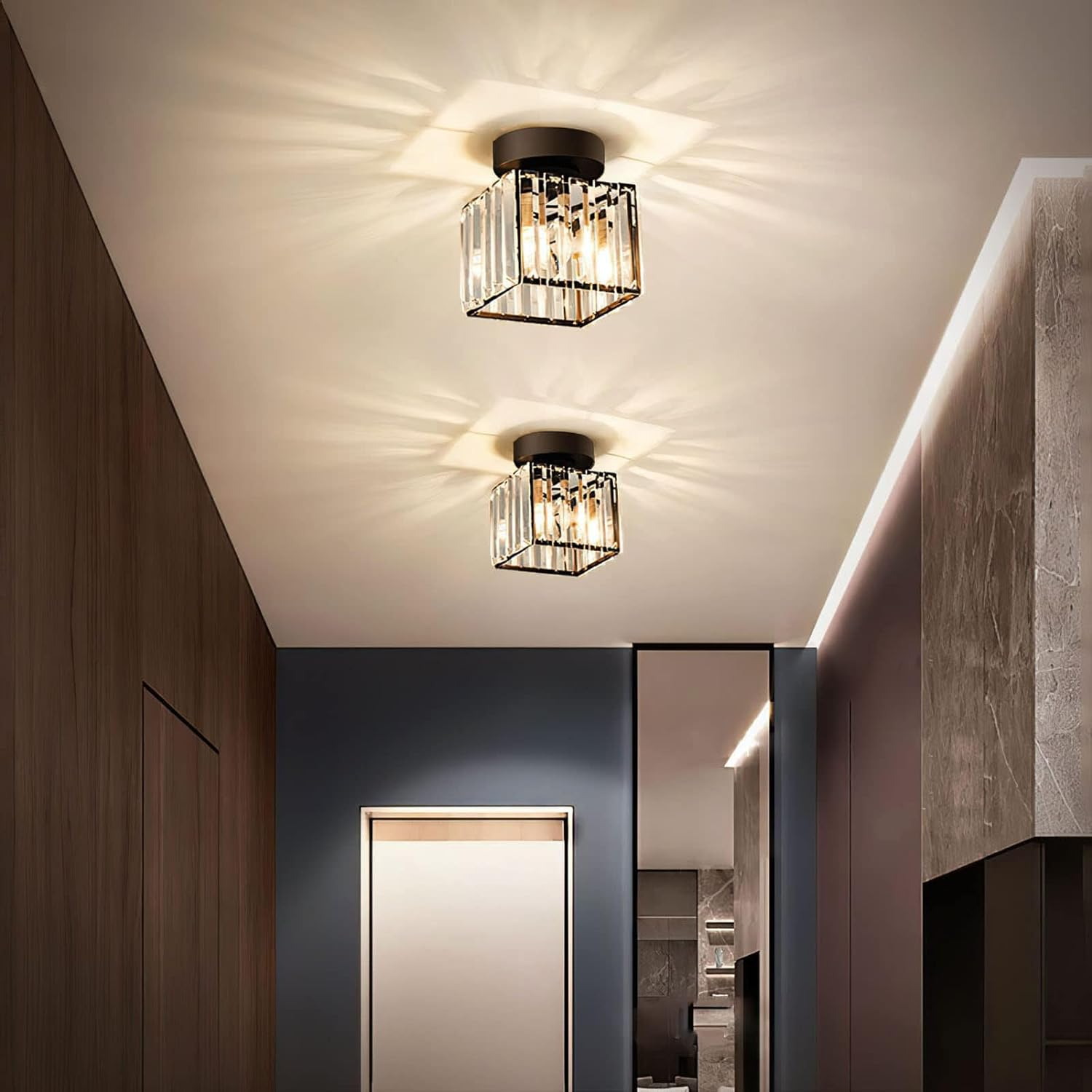 Adrien | Flush Mount Ceiling Light with Crystal Shade for Hallway