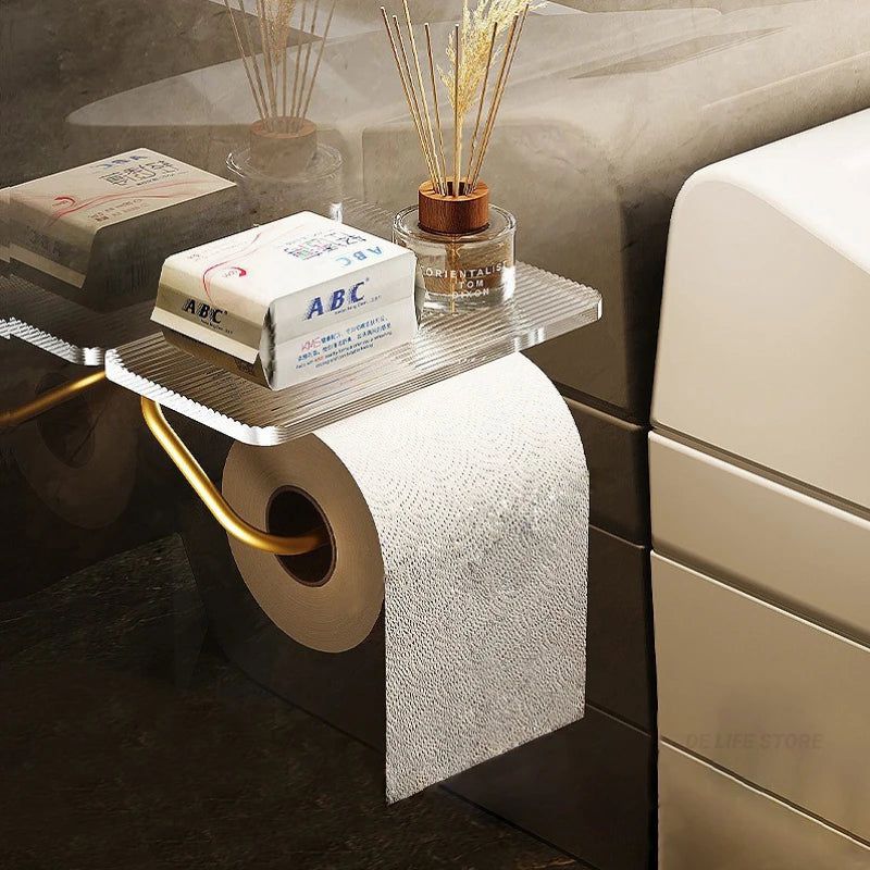 Karin | Wall-Mounted Toilet Paper Holder with Integrated Shelf for Bathroom