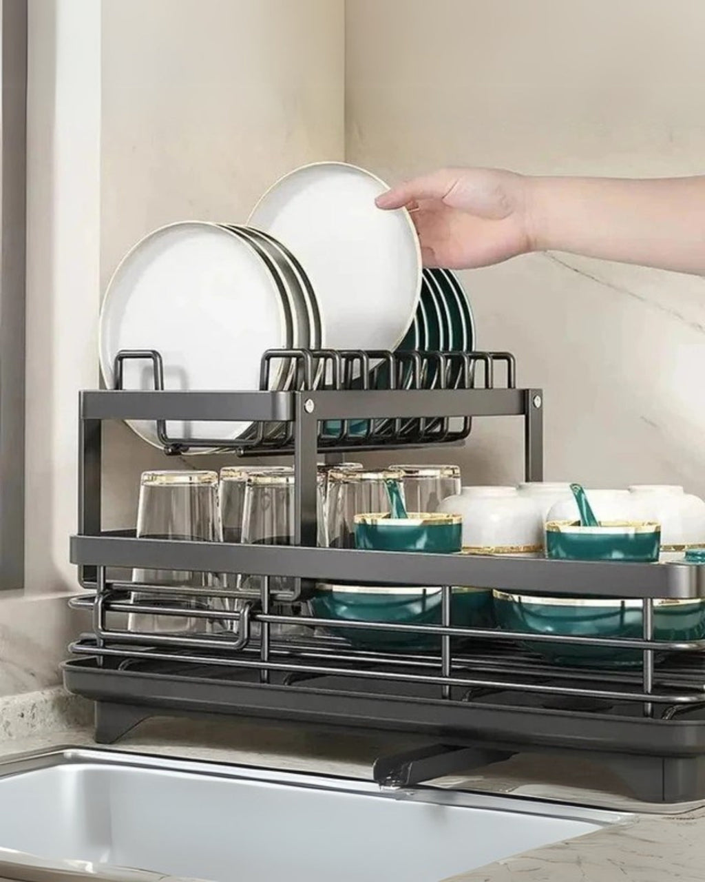 Lavinia | Kitchen Dish Dryer Rack with Drainage Tray