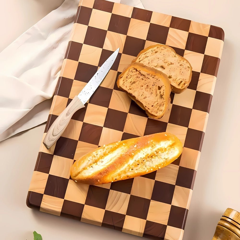 Garance | Acacia Wood Wooden Chopping Board with Checkerboard Pattern for Kitchen