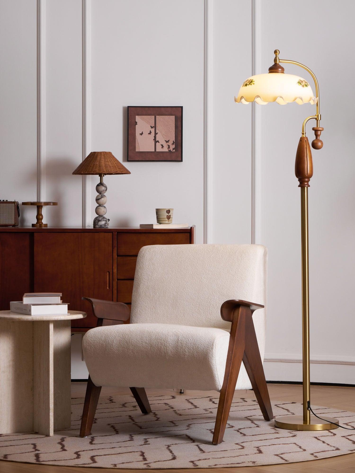 Laurent | Floor Lamp with Frosted Glass and Iron Frame for Living Room