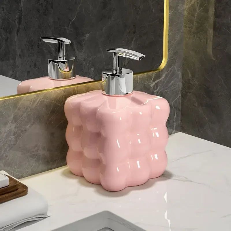 Sebastien | Ceramic Soap Dispenser with Glossy Bubble Texture for Bathroom and Kitchen