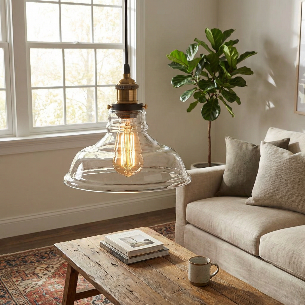 Léon | Vintage Glass Pendant Light for Kitchen or Dining Room