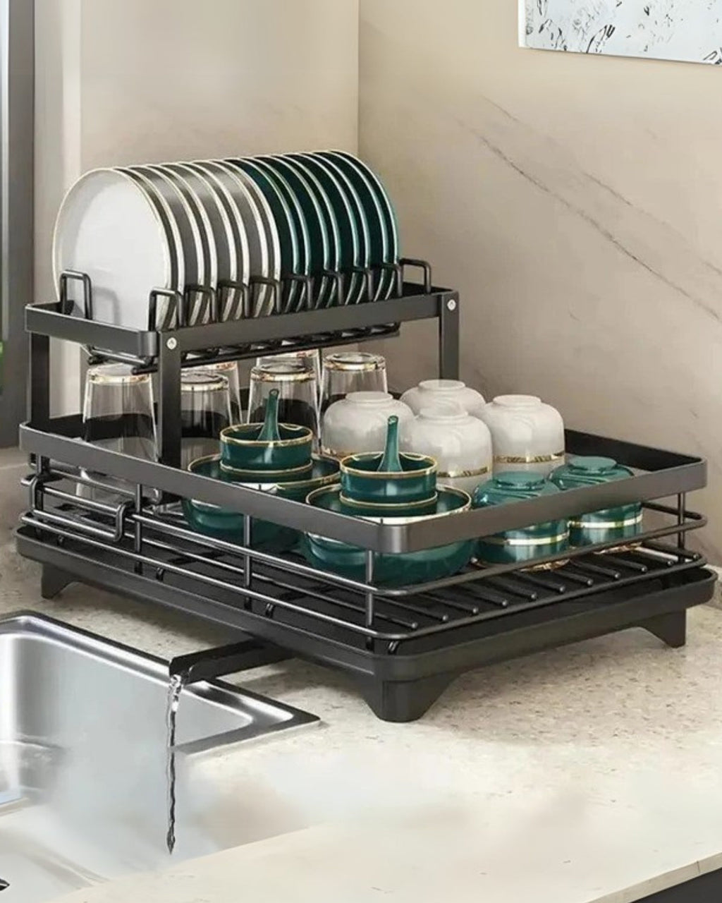 Lavinia | Kitchen Dish Dryer Rack with Drainage Tray