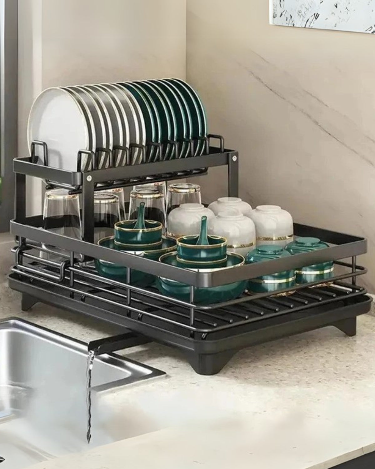 Lavinia | Kitchen Dish Dryer Rack with Drainage Tray