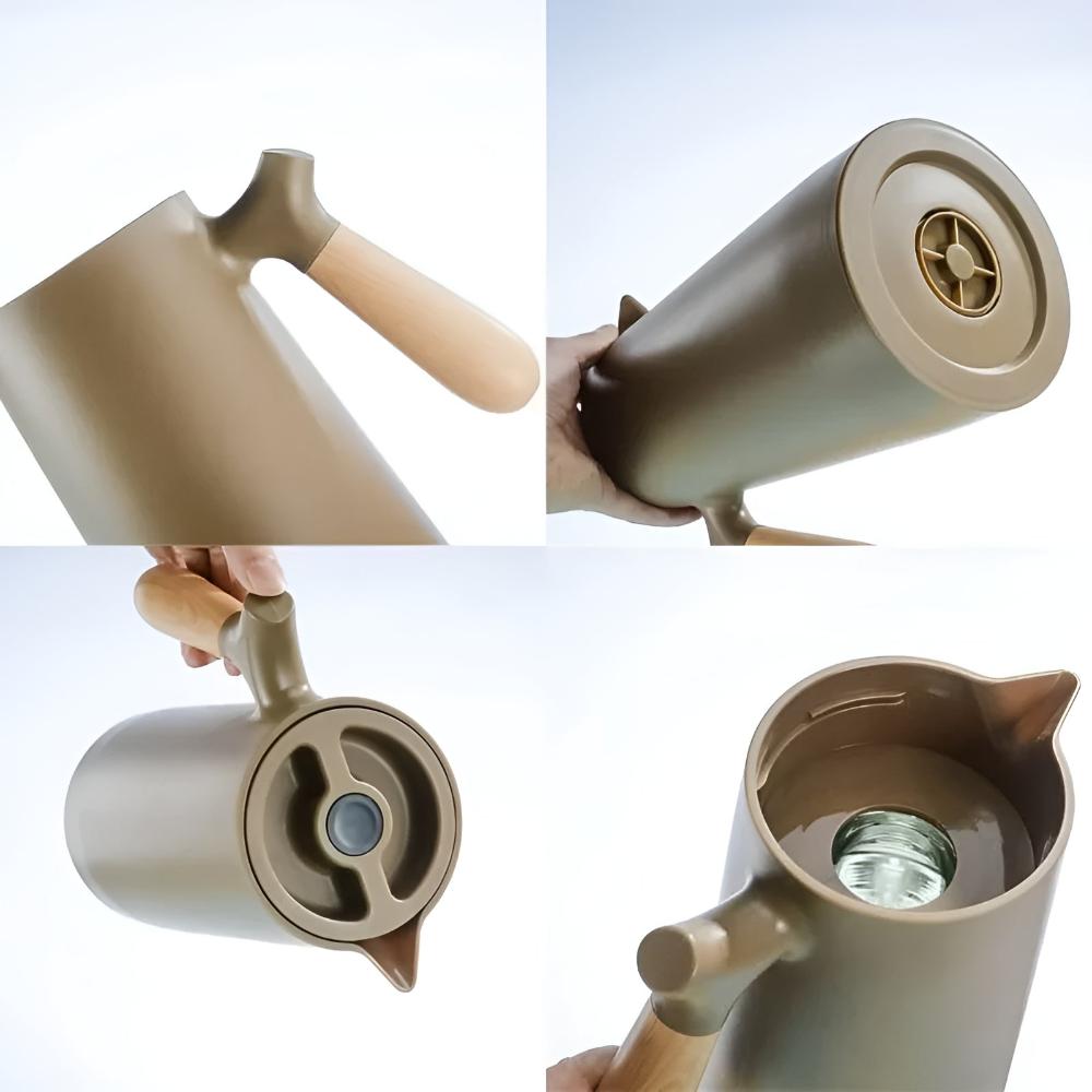Ingrid | Insulated Thermal Jug with Wooden Handle for Coffee and Tea