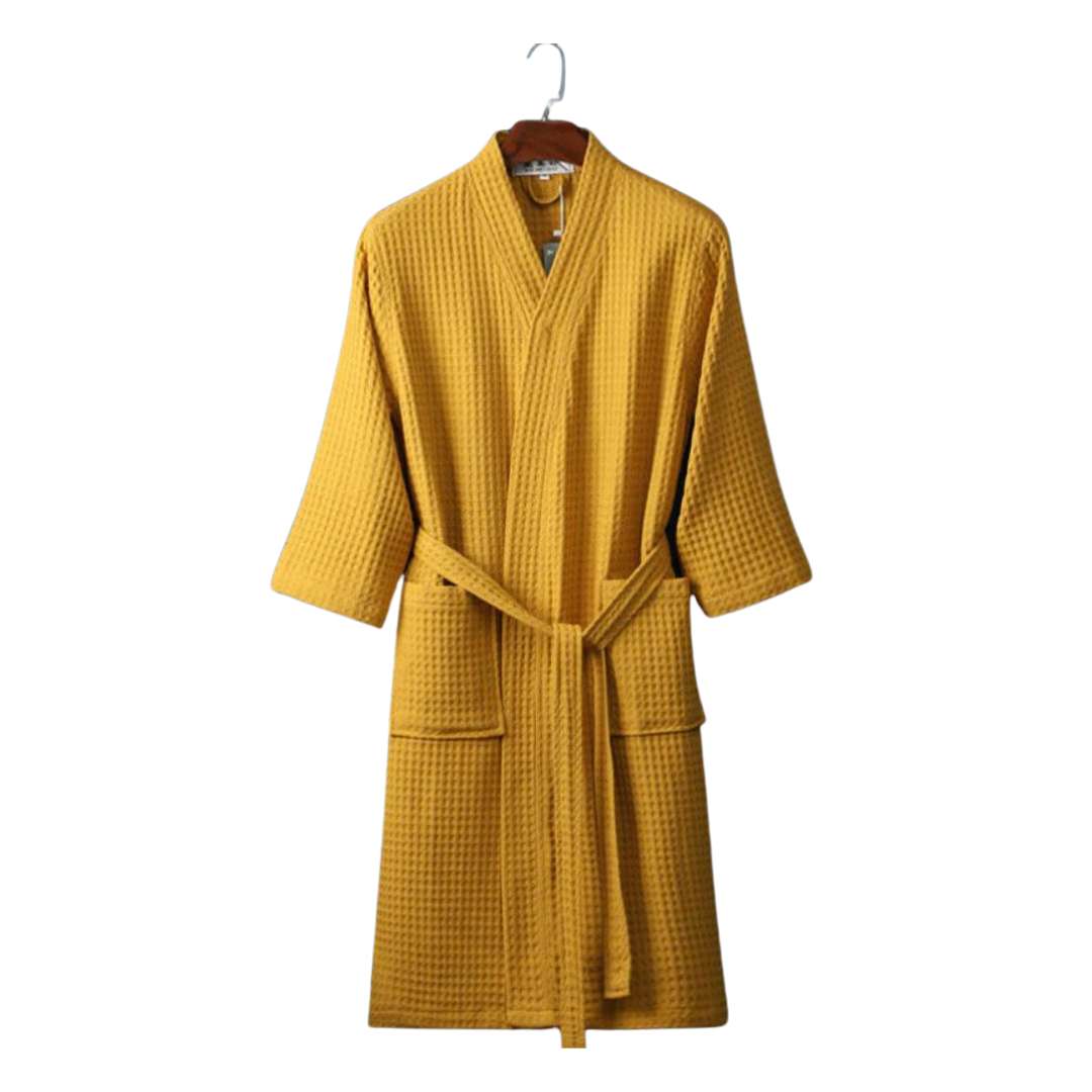 Roxane | Cotton Waffle Bathrobe with Lightweight V-Neck