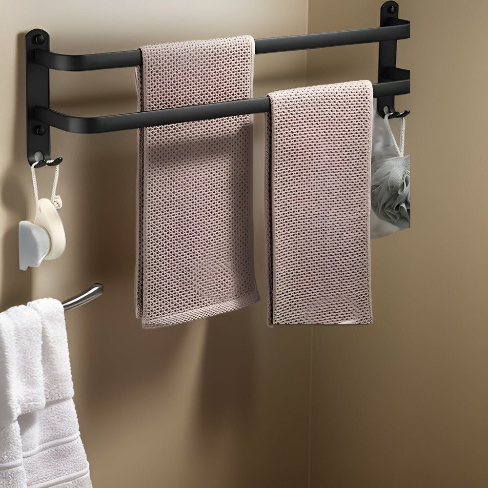 Emilia | Black Aluminium Towel Holder with Three Bars for Bathroom