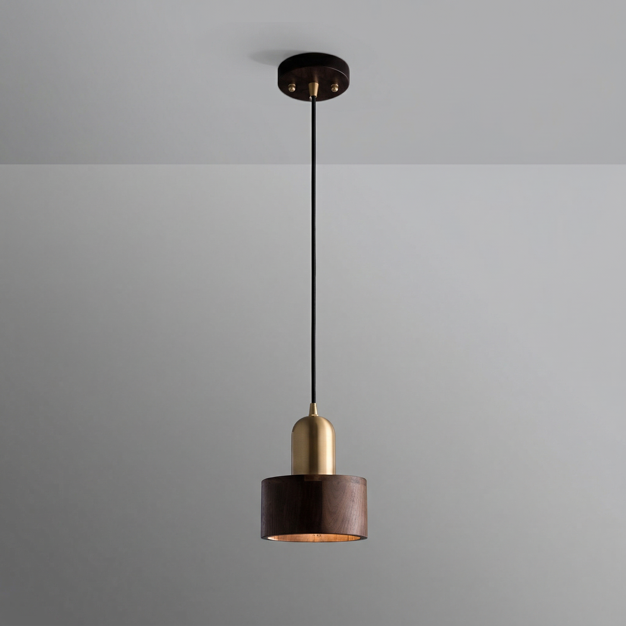 Marlowe | Walnut Wood Cylinder Pendant Light for Kitchen or Dining