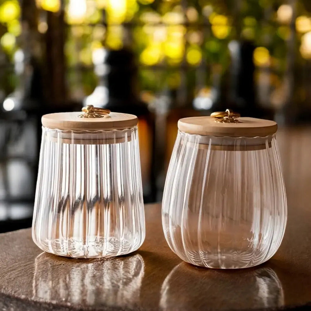 Federica | Glass Storage Jar with Wooden Lid for Kitchen