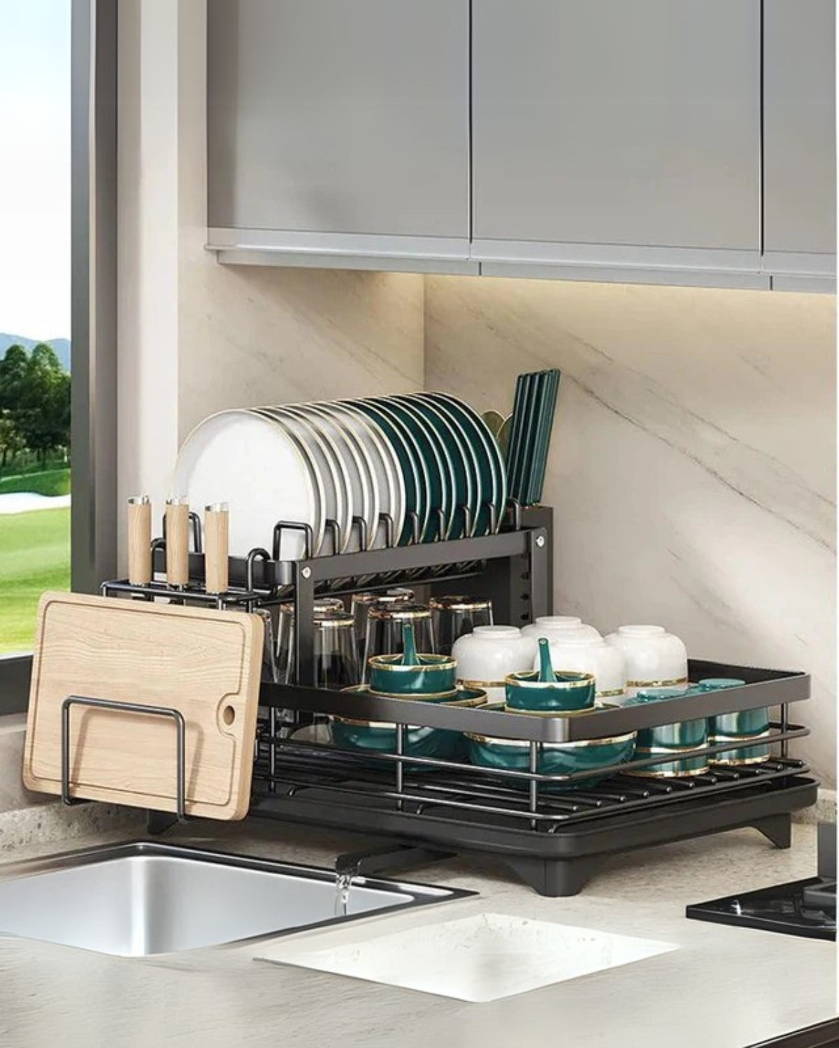 Lavinia | Kitchen Dish Dryer Rack with Drainage Tray