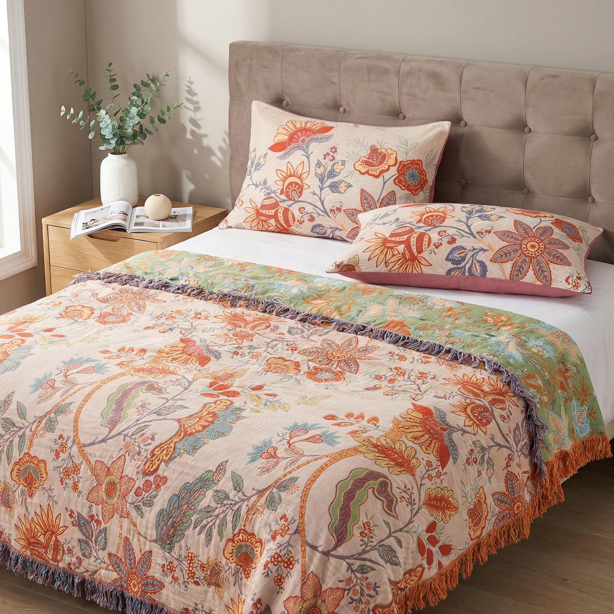 Elodie | Floral Boho Pillow Cases Set for Bedroom Comfort