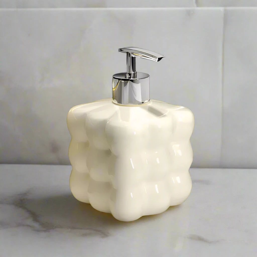 Sebastien | Ceramic Soap Dispenser with Glossy Bubble Texture for Bathroom and Kitchen