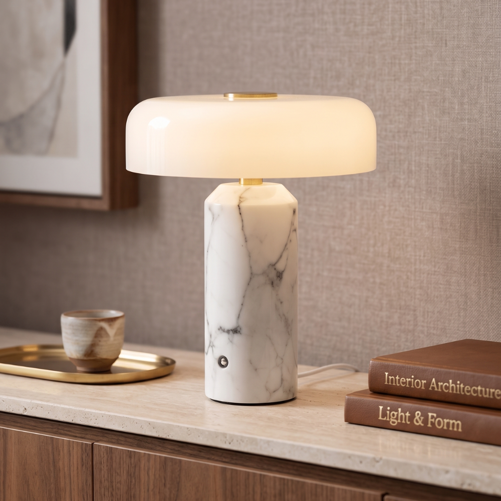 Rowan | Modern Marble Effect Table Lamp
