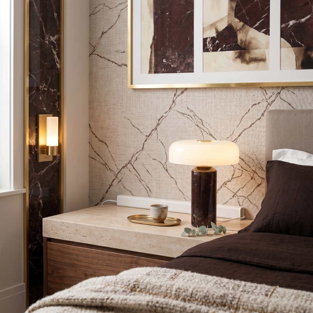 Rowan | Modern Marble Effect Table Lamp