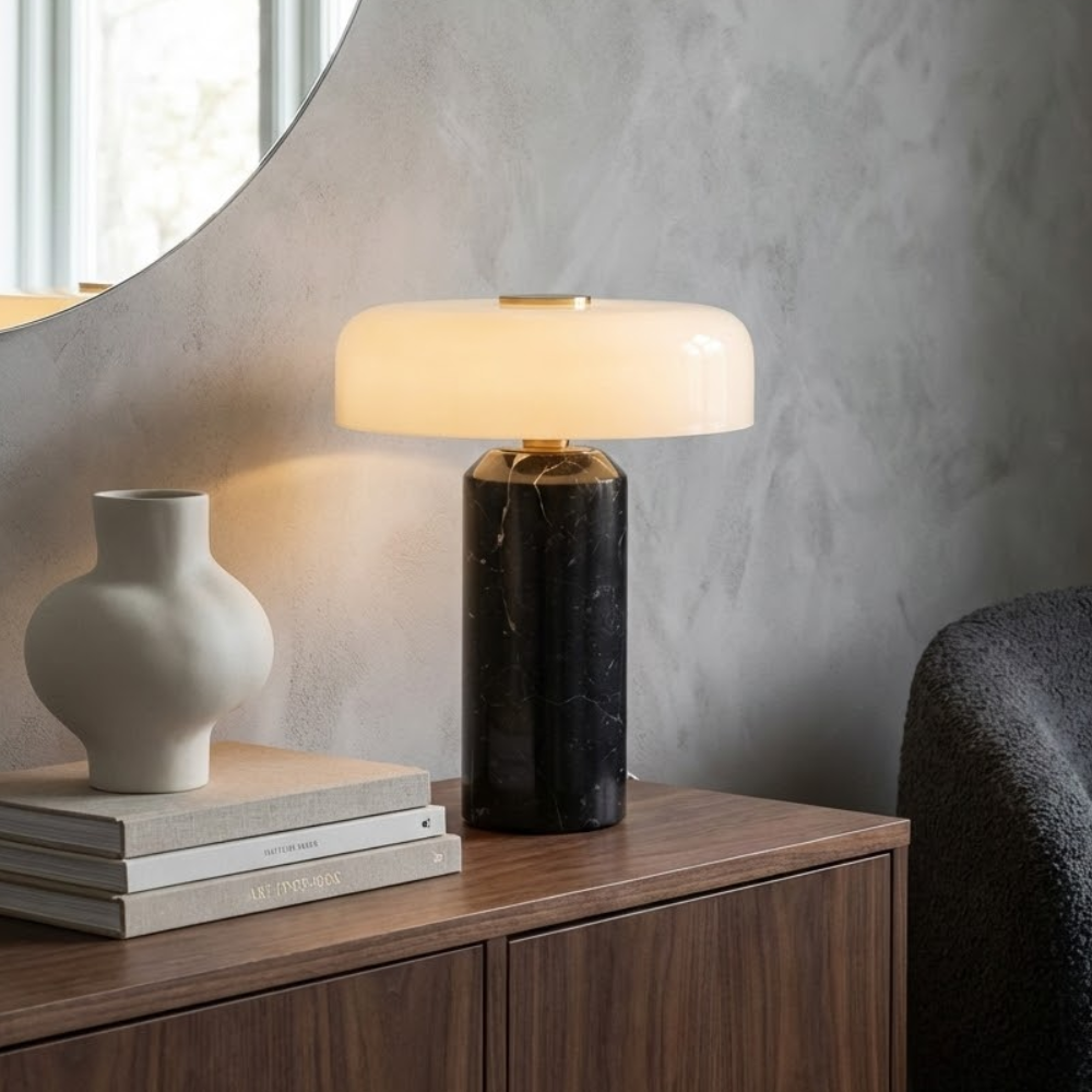 Rowan | Modern Marble Effect Table Lamp