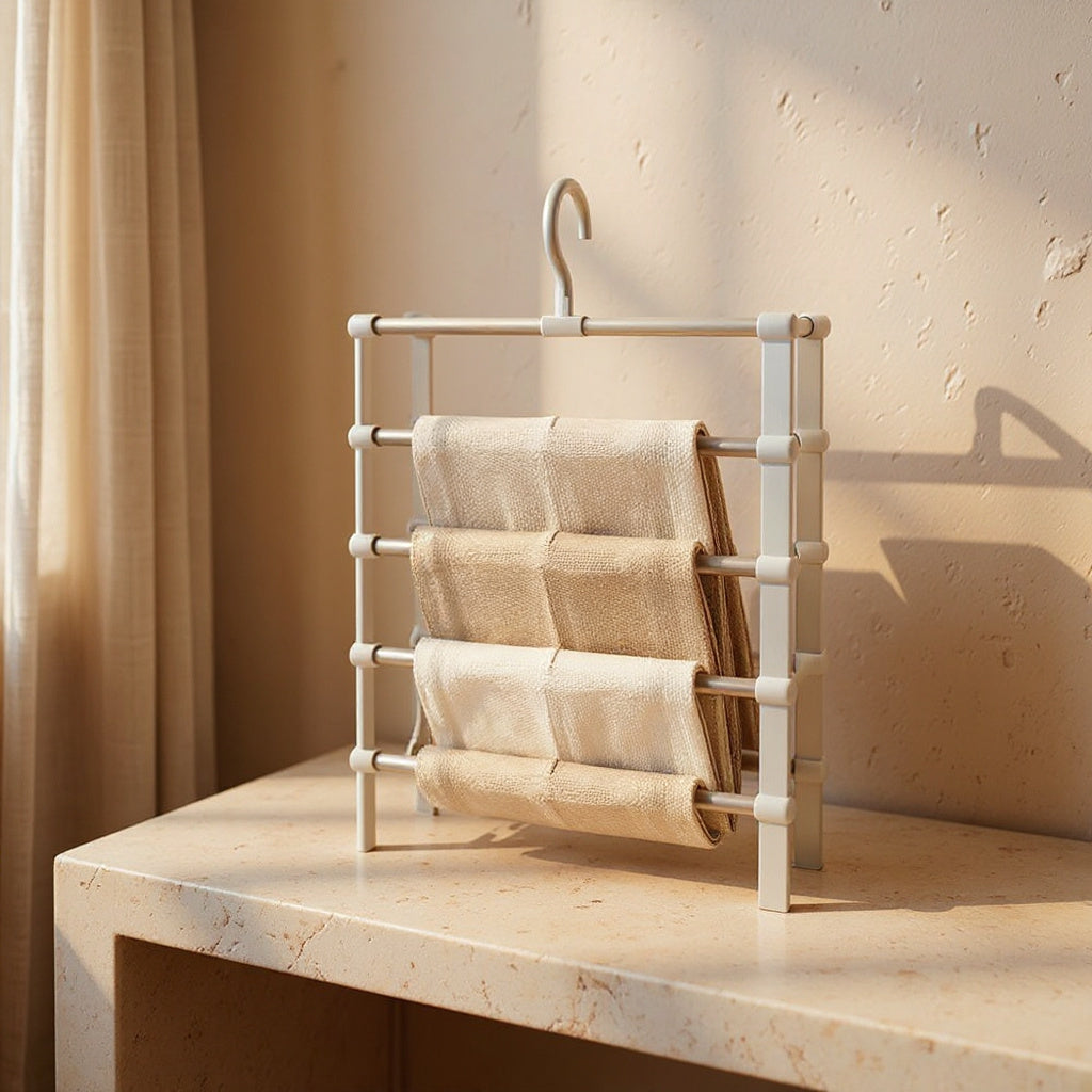 Runa | Space-Saving Trouser Hanger with Non-Slip Clips for Wardrobes