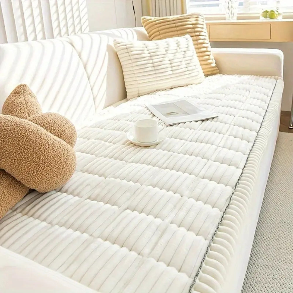 Aurelia | Soft Sofa Cover with Plush Pleated Edges for Living Room