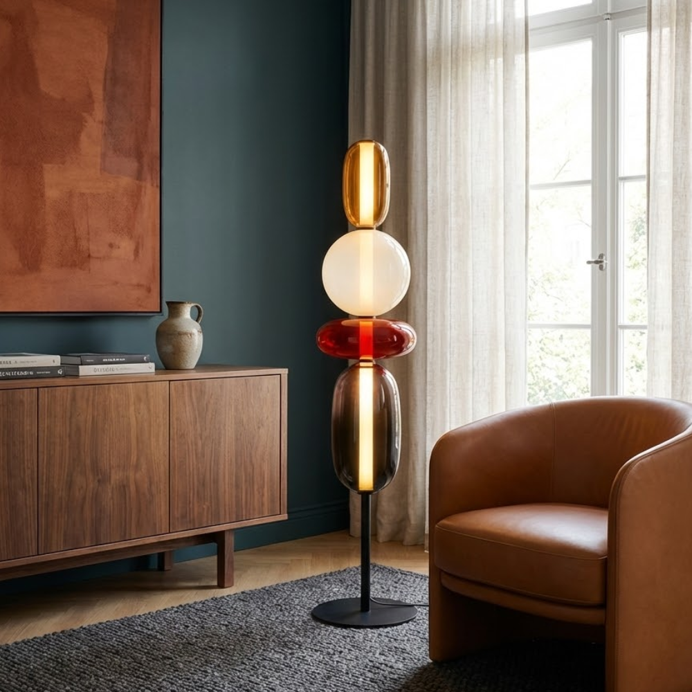 Siena | Modern Floor Lamp with Sculptural Glass Detail