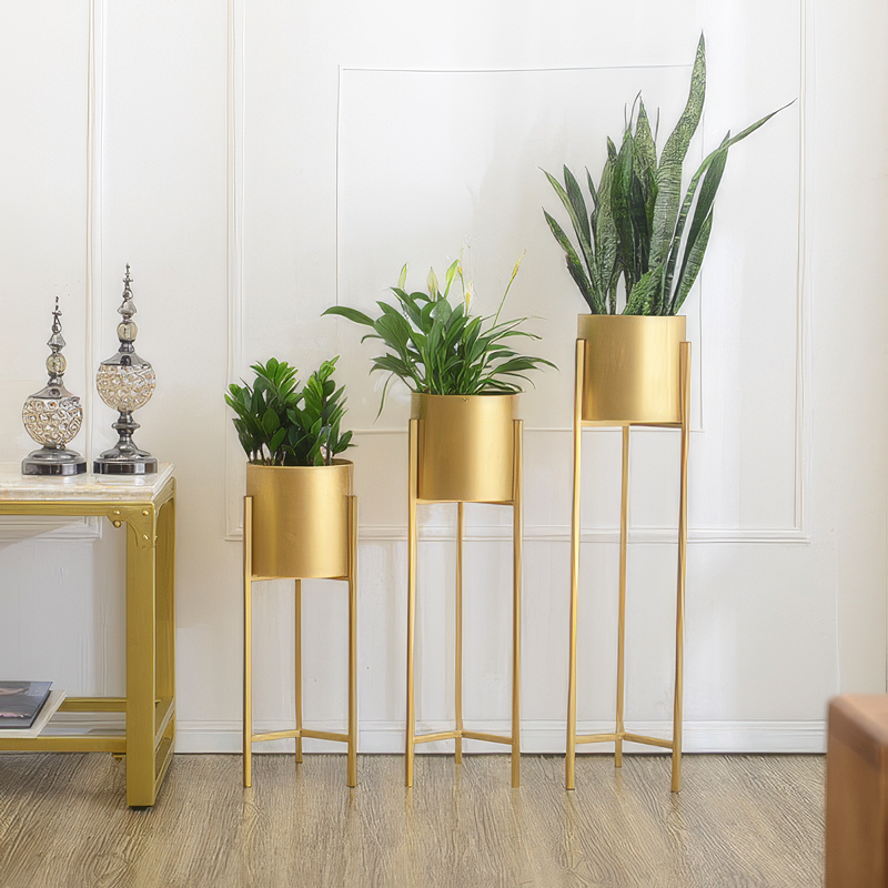 Damien | Tall Indoor Plant Stand in Gold Finish