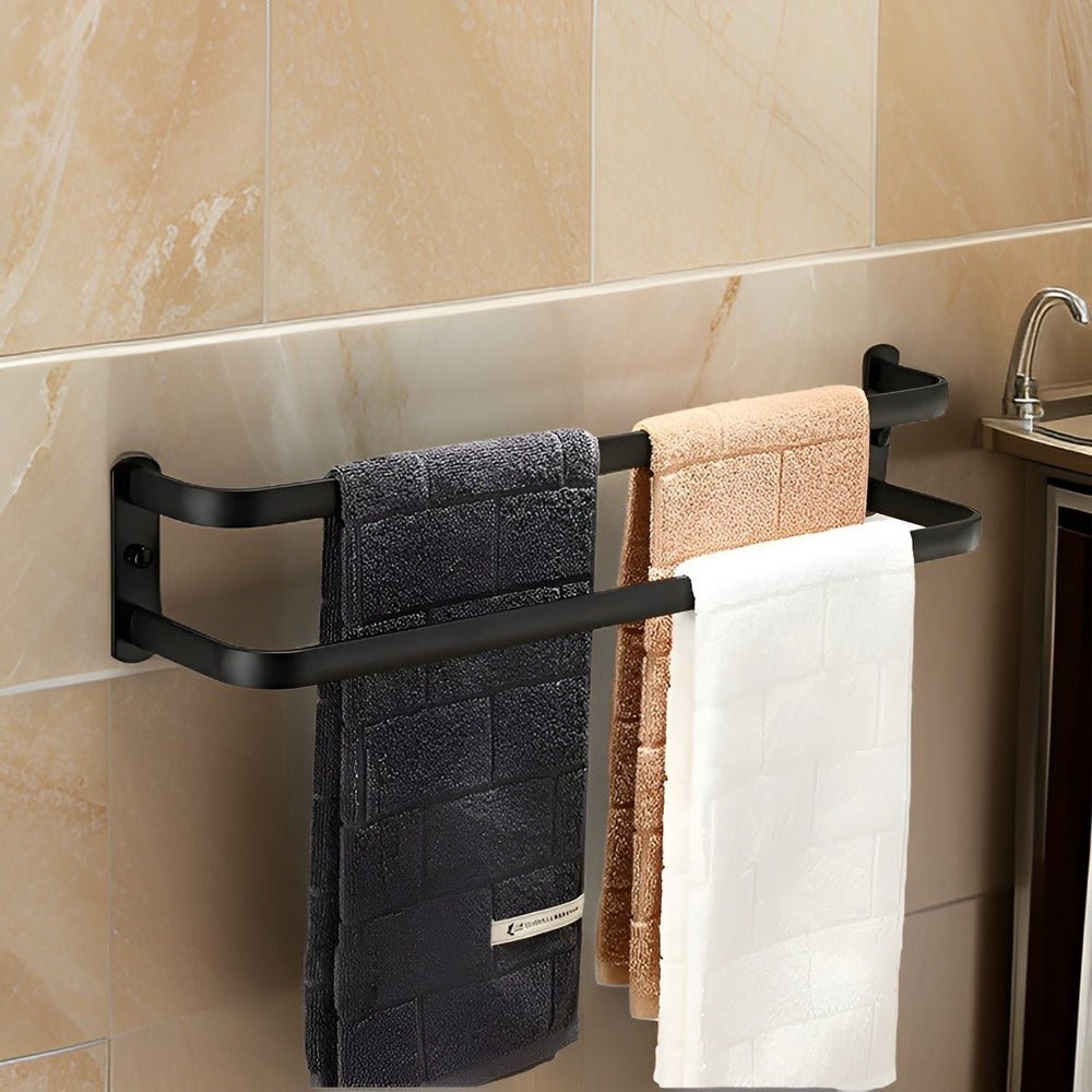 Emilia | Black Aluminium Towel Holder with Three Bars for Bathroom