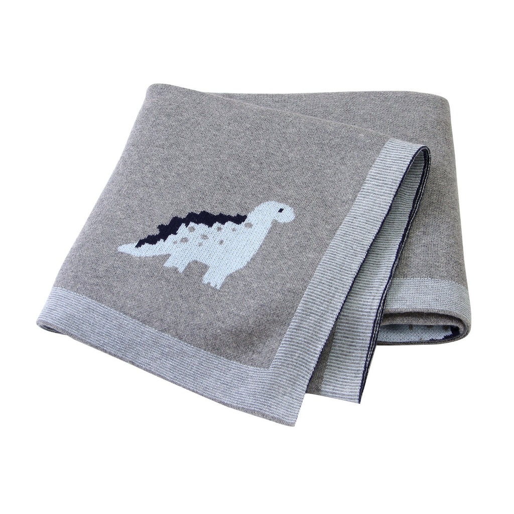 Cosima | Knitted Baby Blanket with Dinosaur Design for Nursery