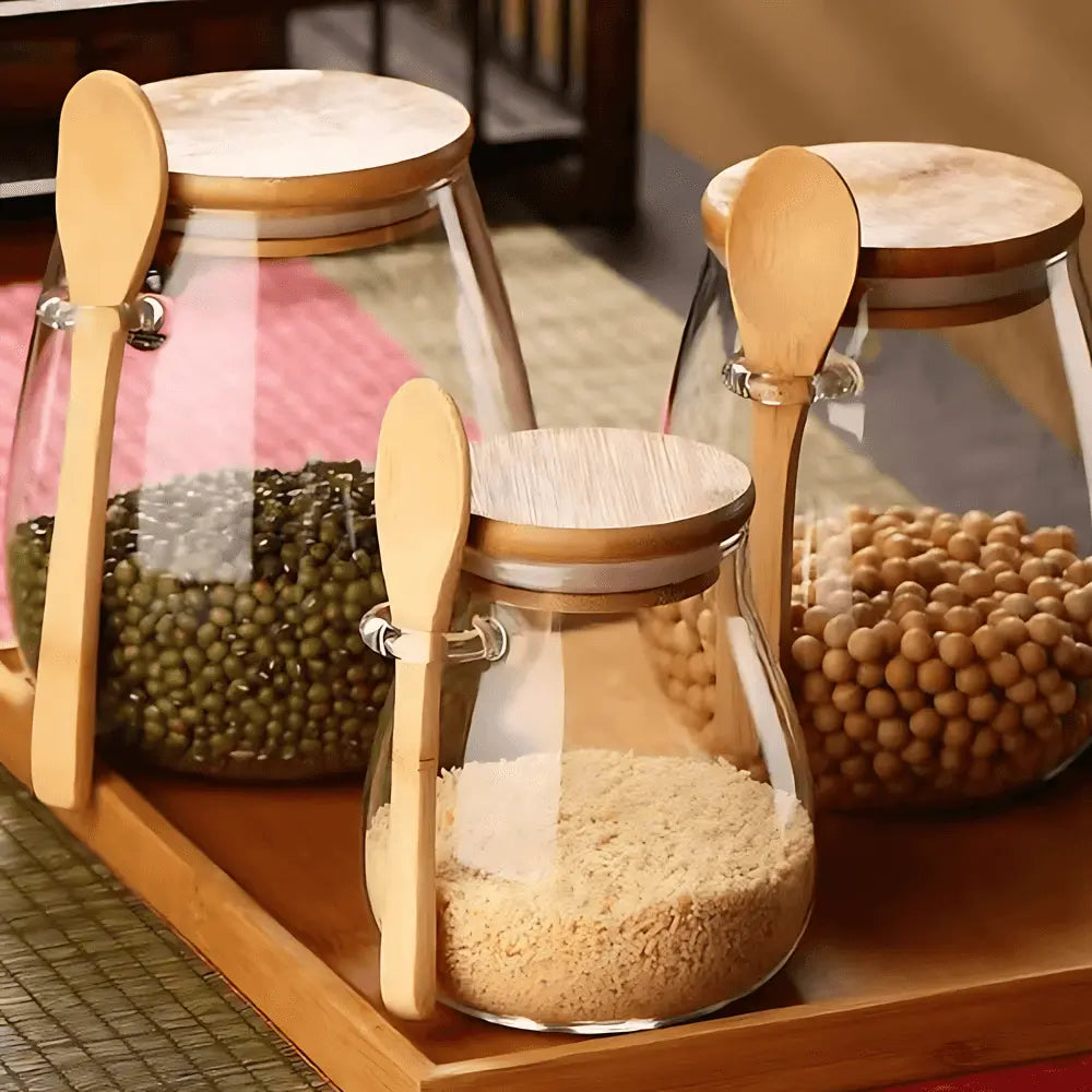 Manon | Glass Storage Jar with Bamboo Lid for Kitchen