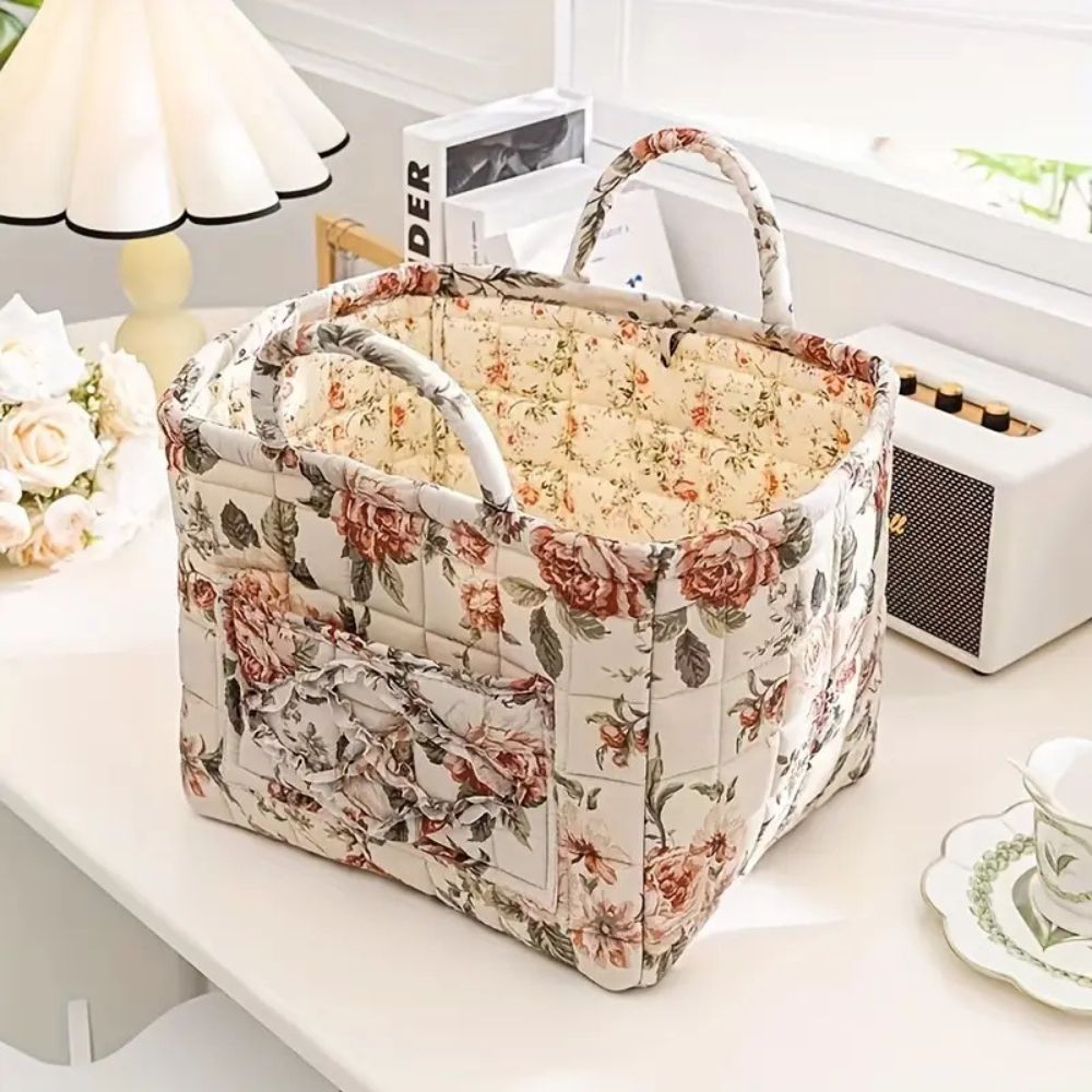 Tommaso | Floral Storage Basket for Bedroom or Living Room
