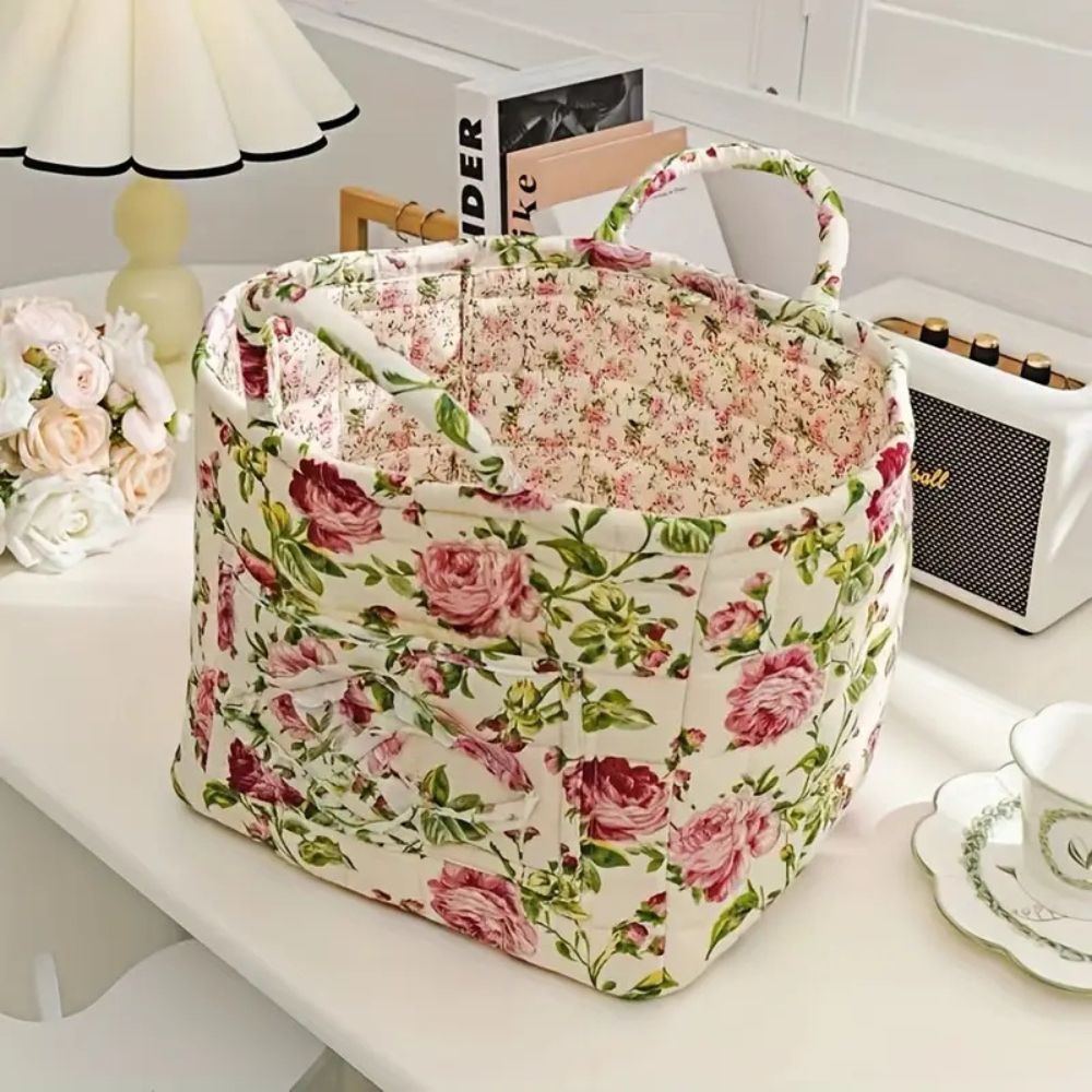 Tommaso | Floral Storage Basket for Bedroom or Living Room