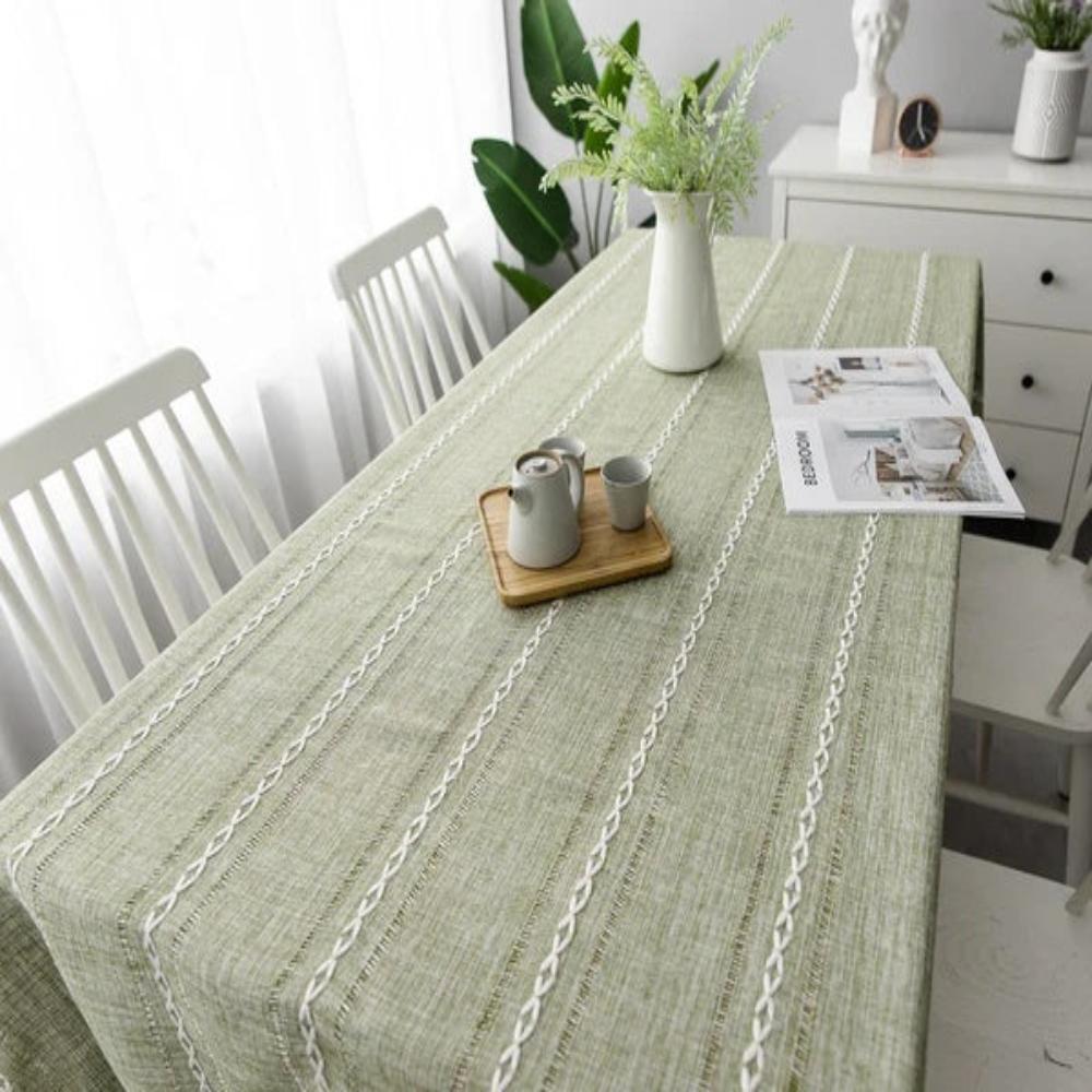 Isabeau | Striped Cotton Linen Tablecloth for Kitchen and Dining