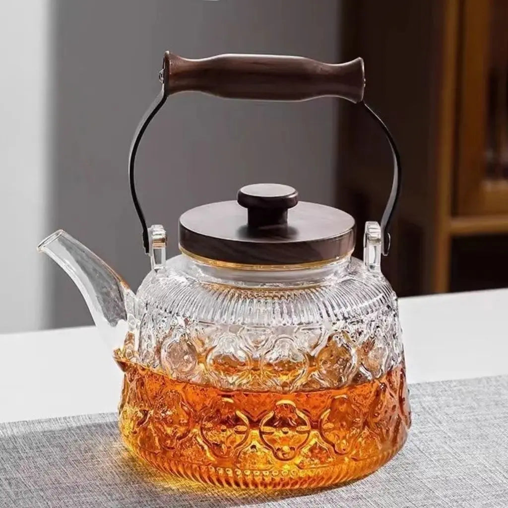 Anders | Glass Teapot with Infuser and Wooden Handle for Kitchen