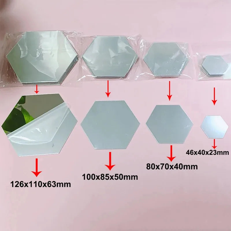 Freja | Hexagon Mirror Wall Stickers for Living Room or Hallway