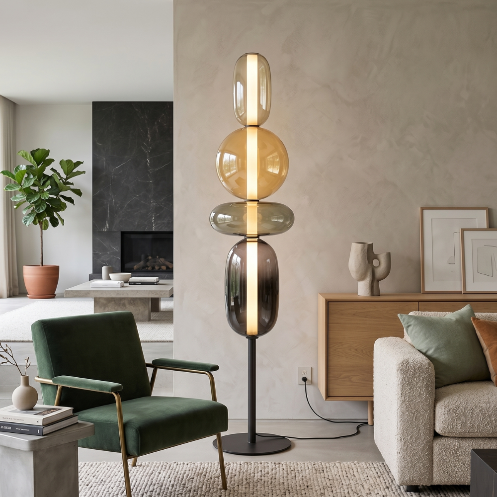 Siena | Modern Floor Lamp with Sculptural Glass Detail