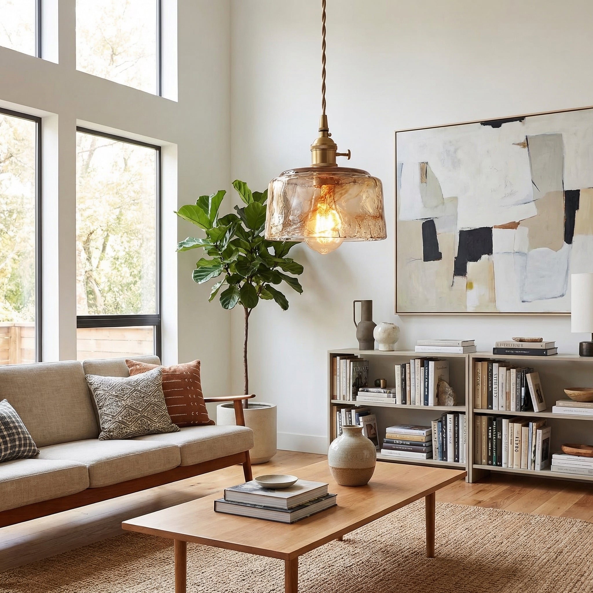 Lennox | Vintage Amber Glass Dome Pendant Light for Kitchen