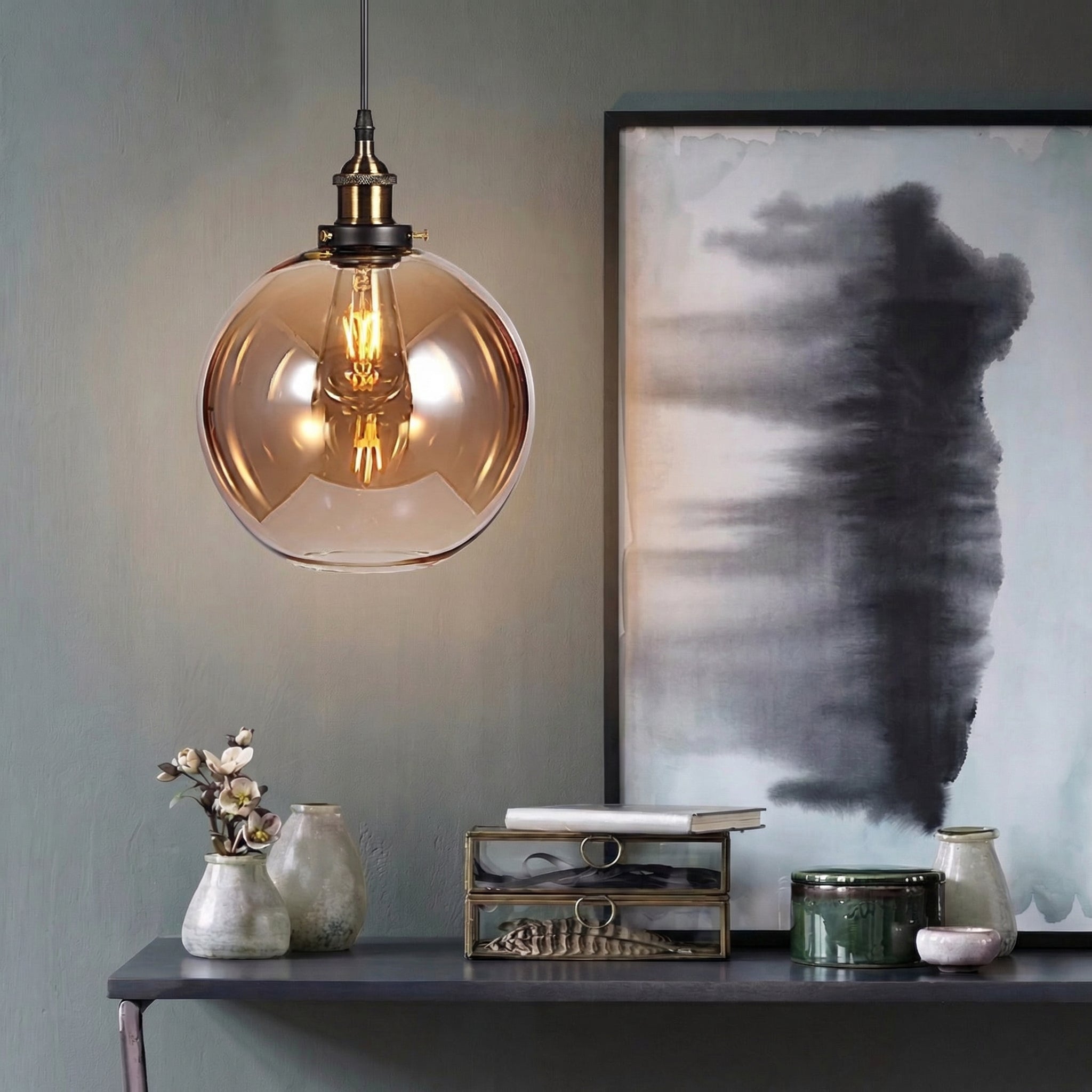 Léonie | Vintage Globe Glass Pendant Light for Kitchen or Dining