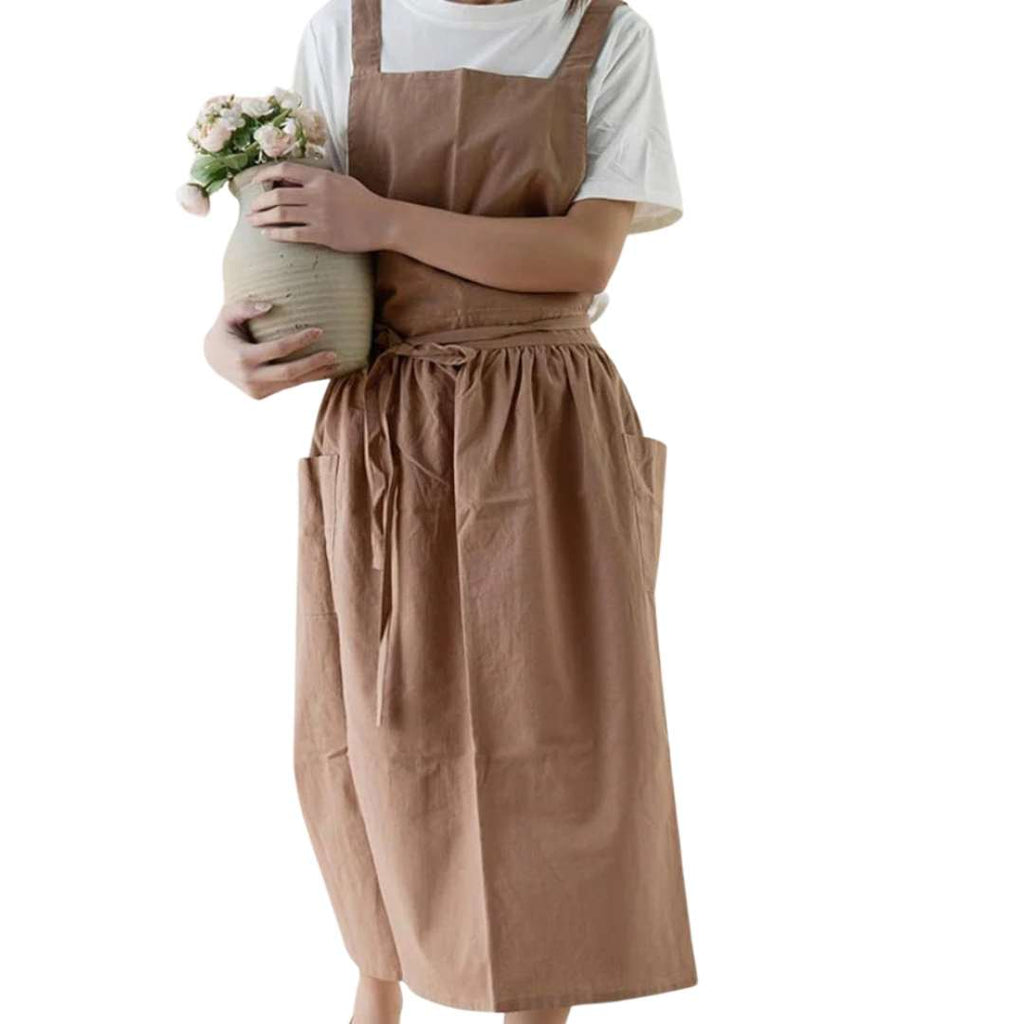 Leandro | Cross-Back Cotton Kitchen Dress with Pockets for Cooking and Baking