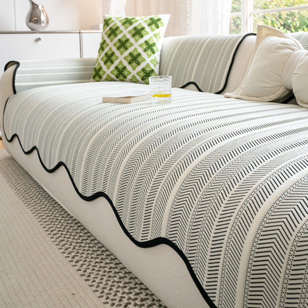 Bellamy | Edge Sofa Cover with Herringbone Scallop Detail