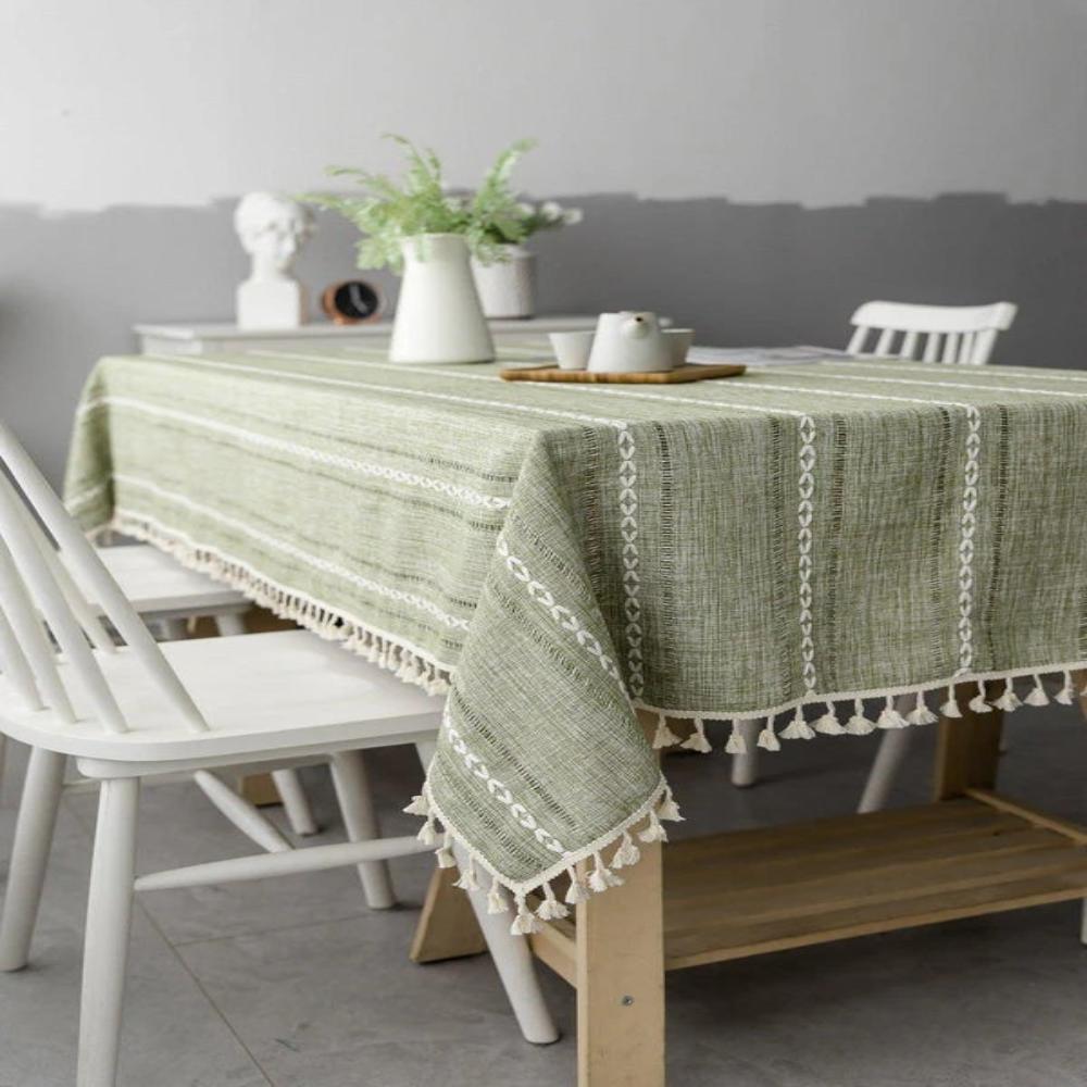 Isabeau | Striped Cotton Linen Tablecloth for Kitchen and Dining