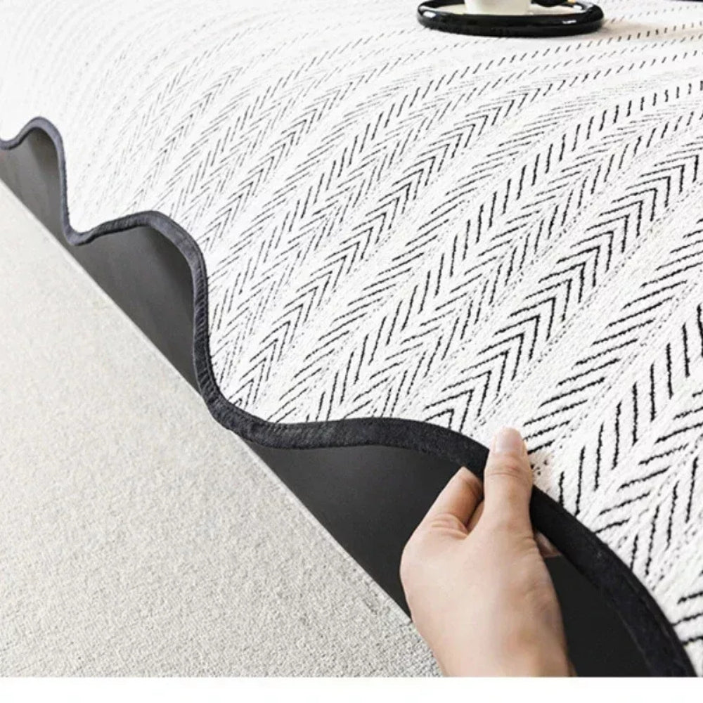 Bellamy | Edge Sofa Cover with Herringbone Scallop Detail