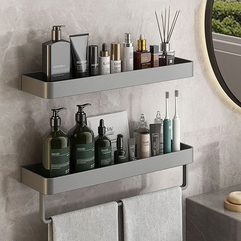Tove | Wall Shelf with Towel Rail for Bathroom Storage