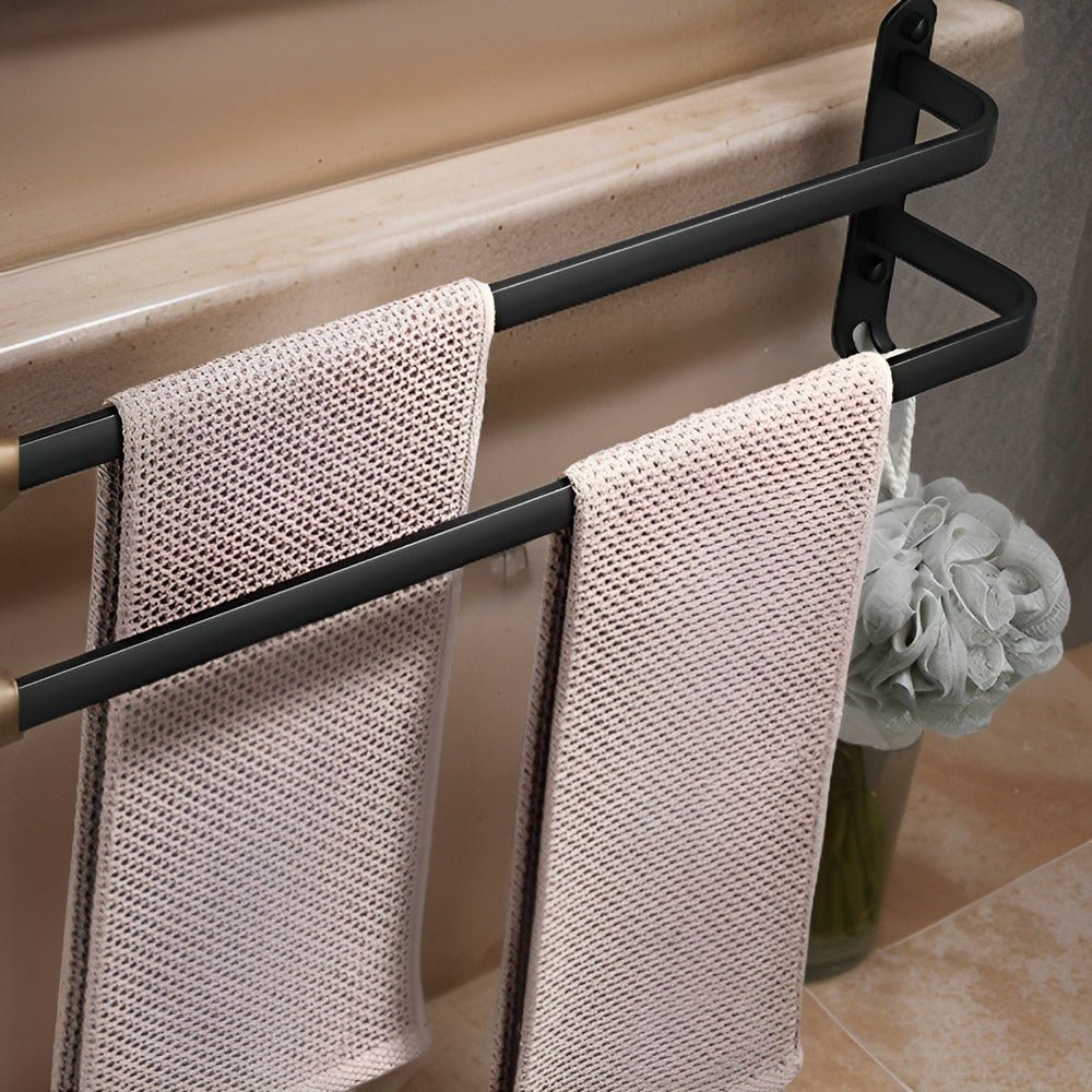 Emilia | Black Aluminium Towel Holder with Three Bars for Bathroom